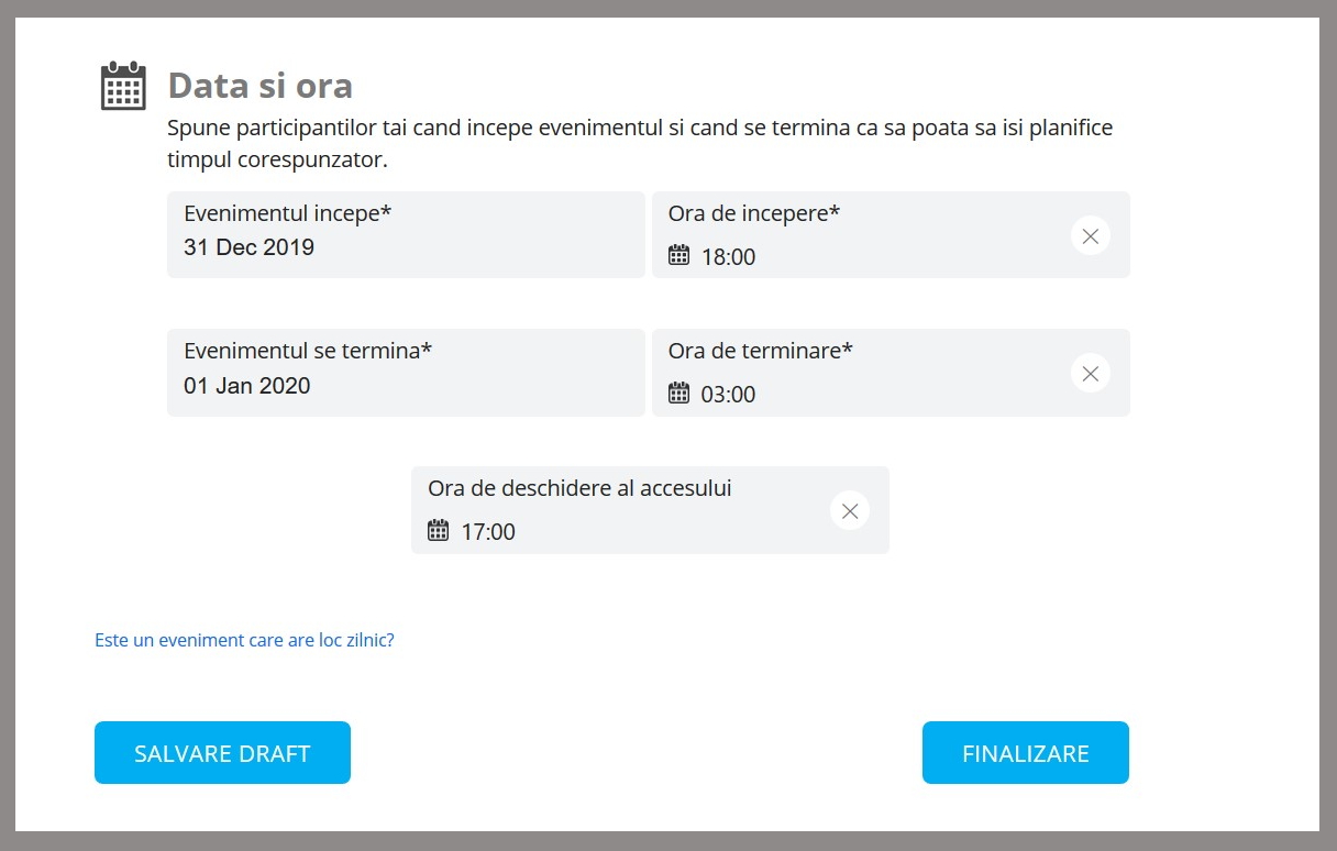 1. Adaugi evenimentul pe platforma BookTes prin acționarea butonului